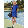 image:imageGRECERELLE Womens Summer 2 Piece Skort Set Half Zip Short Sleeve Top amp Pocketed Tennis Skirt For Sports amp VacationsRoyal Blue