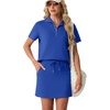 image:imageGRECERELLE Womens Summer 2 Piece Skort Set Half Zip Short Sleeve Top amp Pocketed Tennis Skirt For Sports amp VacationsRoyal Blue