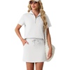 image:imageGRECERELLE Womens Summer 2 Piece Skort Set Half Zip Short Sleeve Top amp Pocketed Tennis Skirt For Sports amp VacationsWhite