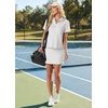 image:imageGRECERELLE Womens Summer 2 Piece Skort Set Half Zip Short Sleeve Top amp Pocketed Tennis Skirt For Sports amp VacationsWhite