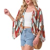image:imageGRECERELLE Womens Summer Lightweight Cropped Cardigan  Open Front Cover Ups for Dresses Kimono Oversized Trendy Layering Tops Casual Loose Shrug for VacationColorful Geometry