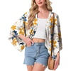image:imageGRECERELLE Womens Summer Lightweight Cropped Cardigan  Open Front Cover Ups for Dresses Kimono Oversized Trendy Layering Tops Casual Loose Shrug for VacationWhite Ink Daffodil