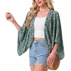 image:imageGRECERELLE Womens Summer Lightweight Cropped Cardigan  Open Front Cover Ups for Dresses Kimono Oversized Trendy Layering Tops Casual Loose Shrug for VacationGreen White Flower