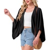 image:imageGRECERELLE Womens Summer Lightweight Cropped Cardigan  Open Front Cover Ups for Dresses Kimono Oversized Trendy Layering Tops Casual Loose Shrug for VacationBlack