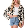 image:imageGRECERELLE Womens Summer Lightweight Cropped Cardigan  Open Front Cover Ups for Dresses Kimono Oversized Trendy Layering Tops Casual Loose Shrug for VacationKhaki Black Flower
