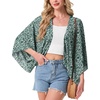 image:imageGRECERELLE Womens Summer Lightweight Cropped Cardigan  Open Front Cover Ups for Dresses Kimono Oversized Trendy Layering Tops Casual Loose Shrug for VacationGreen White Flower