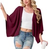 image:imageGRECERELLE Womens Summer Lightweight Cropped Cardigan  Open Front Cover Ups for Dresses Kimono Oversized Trendy Layering Tops Casual Loose Shrug for VacationWine Red