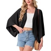 image:imageGRECERELLE Womens Summer Lightweight Cropped Cardigan  Open Front Cover Ups for Dresses Kimono Oversized Trendy Layering Tops Casual Loose Shrug for VacationBlack