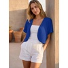 image:imageGRECERELLE Womens Summer Lightweight Cropped Cardigan Shrug  Short Sleeve Casual Bolero Shrugs Open Front Cover Ups for Dresses V Neck Trendy Layering TopsRoyal Blue