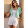image:imageGRECERELLE Womens Summer Lightweight Cropped Cardigan Shrug  Short Sleeve Casual Bolero Shrugs Open Front Cover Ups for Dresses V Neck Trendy Layering TopsMint Green