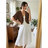 image:imageGRECERELLE Womens Summer Lightweight Cropped Cardigan Shrug  Short Sleeve Casual Bolero Shrugs Open Front Cover Ups for Dresses V Neck Trendy Layering TopsLd Coffee