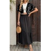 image:imageGRECERELLE Womens Summer Lightweight Cropped Cardigan Shrug  Short Sleeve Casual Bolero Shrugs Open Front Cover Ups for Dresses V Neck Trendy Layering TopsBlack White Carving