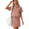image:imageGRECERELLE Womens Summer 2 Piece Skort Set Half Zip Short Sleeve Top amp Pocketed Tennis Skirt For Sports amp VacationsDark Pink