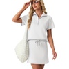 image:imageGRECERELLE Womens Summer 2 Piece Skort Set Half Zip Short Sleeve Top amp Pocketed Tennis Skirt For Sports amp VacationsWhite