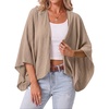 image:imageGRECERELLE Womens Summer Lightweight Cropped Cardigan  Open Front Cover Ups for Dresses Kimono Oversized Trendy Layering Tops Casual Loose Shrug for VacationLight Khaki