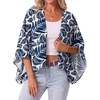 image:imageGRECERELLE Womens Summer Lightweight Cropped Cardigan  Open Front Cover Ups for Dresses Kimono Oversized Trendy Layering Tops Casual Loose Shrug for VacationWhite Palm Leaf
