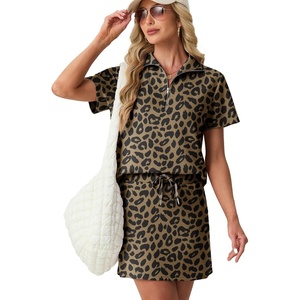 image:imageGRECERELLE Womens Summer 2 Piece Skort Set Half Zip Short Sleeve Top amp Pocketed Tennis Skirt For Sports amp VacationsLd Khaki