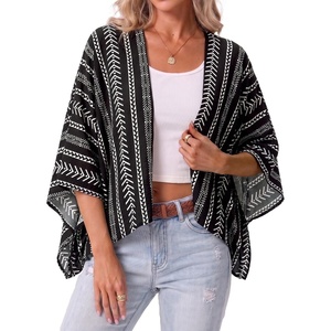 image:imageGRECERELLE Womens Summer Lightweight Cropped Cardigan  Open Front Cover Ups for Dresses Kimono Oversized Trendy Layering Tops Casual Loose Shrug for VacationBohemian Stripe