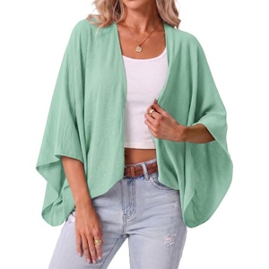 image:imageGRECERELLE Womens Summer Lightweight Cropped Cardigan  Open Front Cover Ups for Dresses Kimono Oversized Trendy Layering Tops Casual Loose Shrug for VacationMint Green