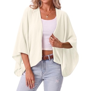 image:imageGRECERELLE Womens Summer Lightweight Cropped Cardigan  Open Front Cover Ups for Dresses Kimono Oversized Trendy Layering Tops Casual Loose Shrug for VacationBeige