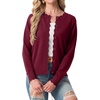 image:imageGRECERELLE Cardigan Sweaters for Women Lightweight Crewneck Button Down Soft Knit Dressy Cardigans 2026Burgundy
