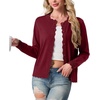 image:imageGRECERELLE Cardigan Sweaters for Women Lightweight Crewneck Button Down Soft Knit Dressy Cardigans 2026Cherry Red