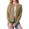 image:imageGRECERELLE Cardigan Sweaters for Women Lightweight Crewneck Button Down Soft Knit Dressy Cardigans 2026Khaki