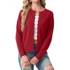 image:imageGRECERELLE Cardigan Sweaters for Women Lightweight Crewneck Button Down Soft Knit Dressy Cardigans 2026Red