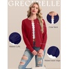 image:imageGRECERELLE Cardigan Sweaters for Women Lightweight Crewneck Button Down Soft Knit Dressy Cardigans 2026Red