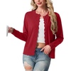 image:imageGRECERELLE Cardigan Sweaters for Women Lightweight Crewneck Button Down Soft Knit Dressy Cardigans 2026Red