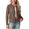 image:imageGRECERELLE Cardigan Sweaters for Women Lightweight Crewneck Button Down Soft Knit Dressy Cardigans 2026Brown