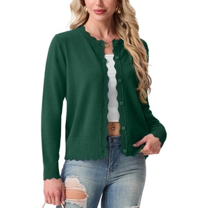 image:imageGRECERELLE Cardigan Sweaters for Women Lightweight Crewneck Button Down Soft Knit Dressy Cardigans 2026Cyan Green
