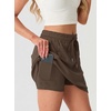 image:imageGRECERELLE 2026 Active Skirt for Women with 4 Side Pockets Casual Athletic Tennis Golf Skorts with ShortsDark Coffee