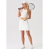 image:imageGRECERELLE 2026 Active Skirt for Women with 4 Side Pockets Casual Athletic Tennis Golf Skorts with ShortsWhite