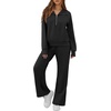 image:imageGRECERELLE Womens Lounge Sets 2 Piece Sweatsuit Outfits Matching TracksuitBlack