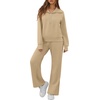 image:imageGRECERELLE Womens Lounge Sets 2 Piece Sweatsuit Outfits Matching TracksuitLight Khaki