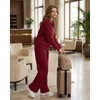 image:imageGRECERELLE Womens Lounge Sets 2 Piece Sweatsuit Outfits Matching TracksuitWine Red