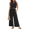 image:imageGRECERELLE Two Piece Sets for Women Summer Crop Top Wide Leg Pants 2026Black