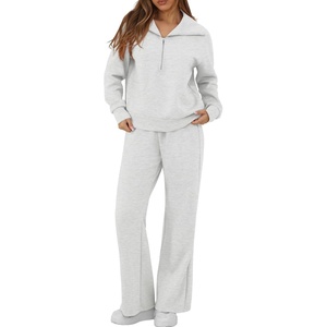 image:imageGRECERELLE Womens Lounge Sets 2 Piece Sweatsuit Outfits Matching TracksuitHeather Grey